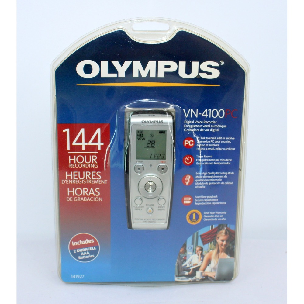 Olympus VN-4100PC Digital Voice Recorder 144 Hour Recording Silver New Sealed